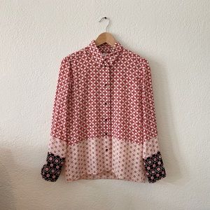 Sandro 100% silk patterned blouse